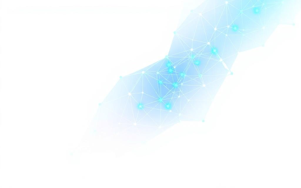 Abstract blue geometric network of glowing nodes