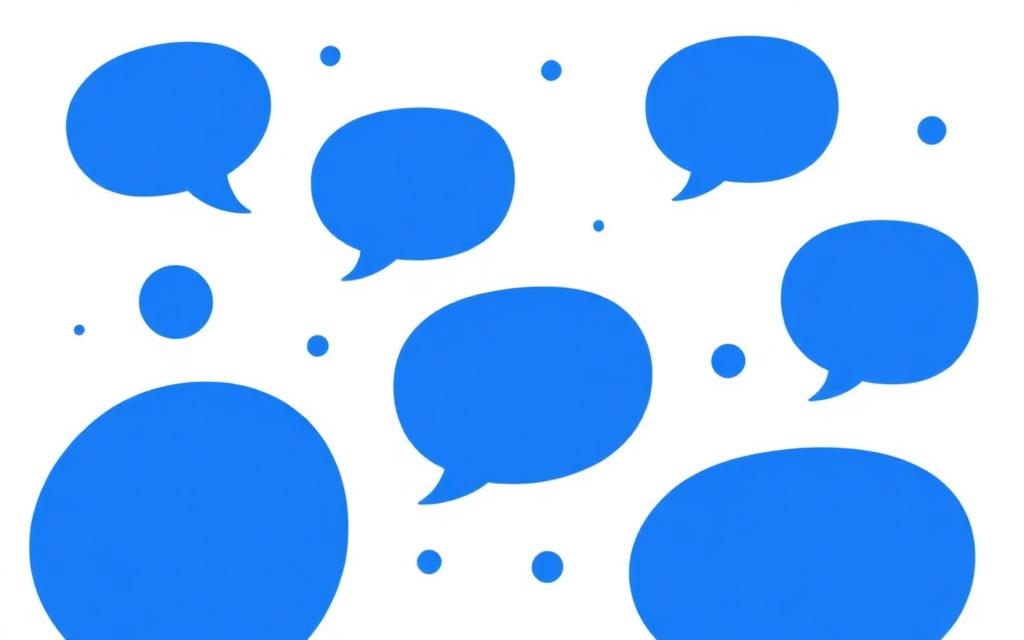Playful blue speech bubbles on a white background