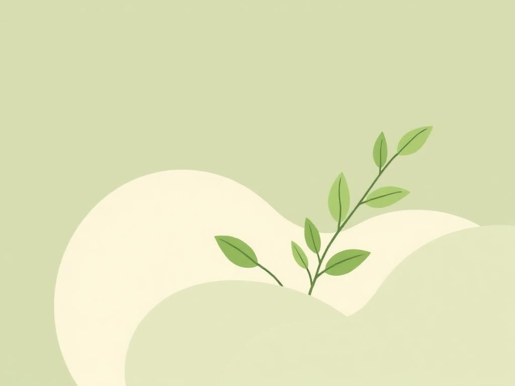 Fresh green leaves on a soft cream and sage background